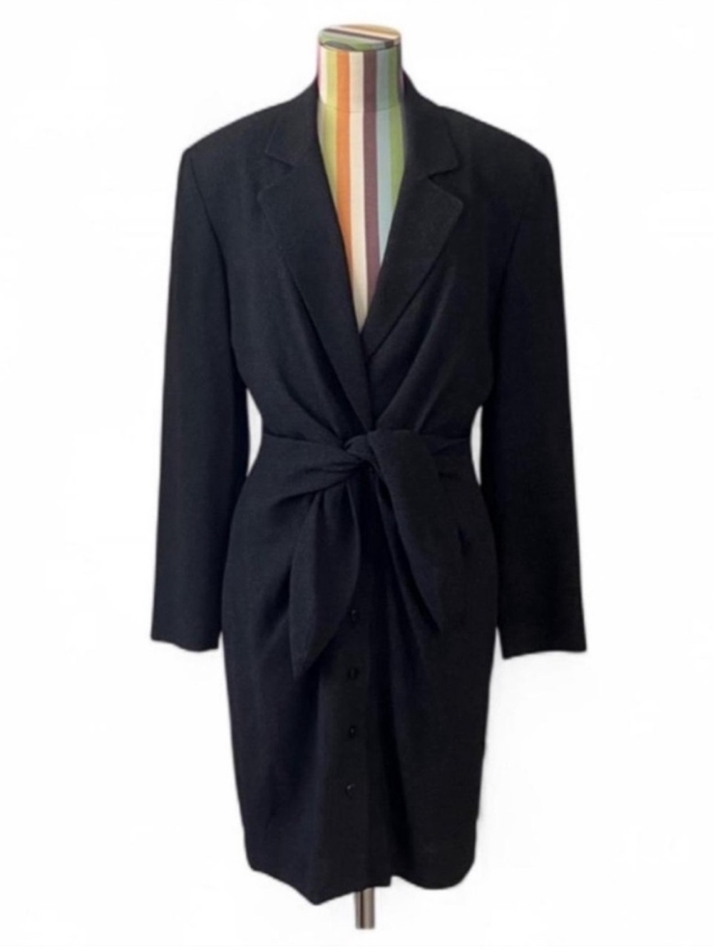 Vintage TAHARI Structured Tie Waist Drape Blazer Jacket Dress Designer